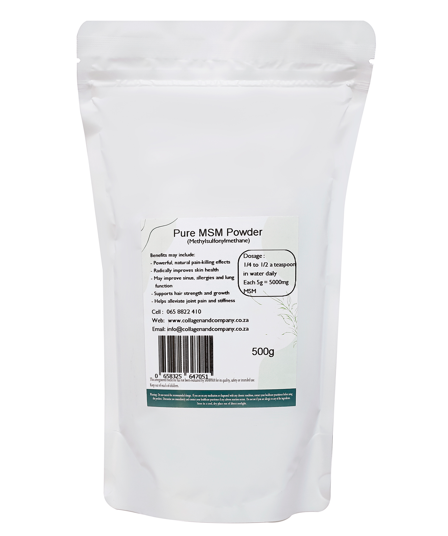 500g Pure MSM Powder Pouch