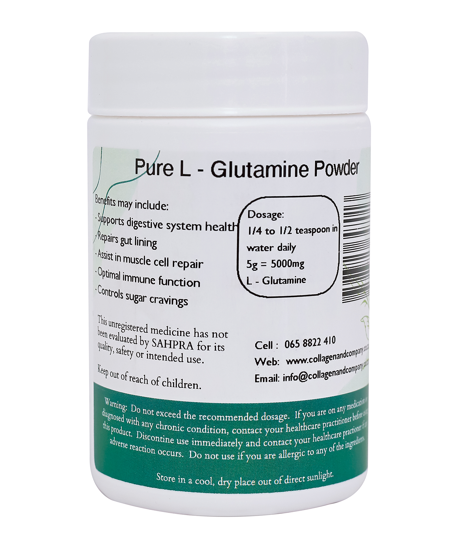 100g Pure L-Glutamine Powder Tub