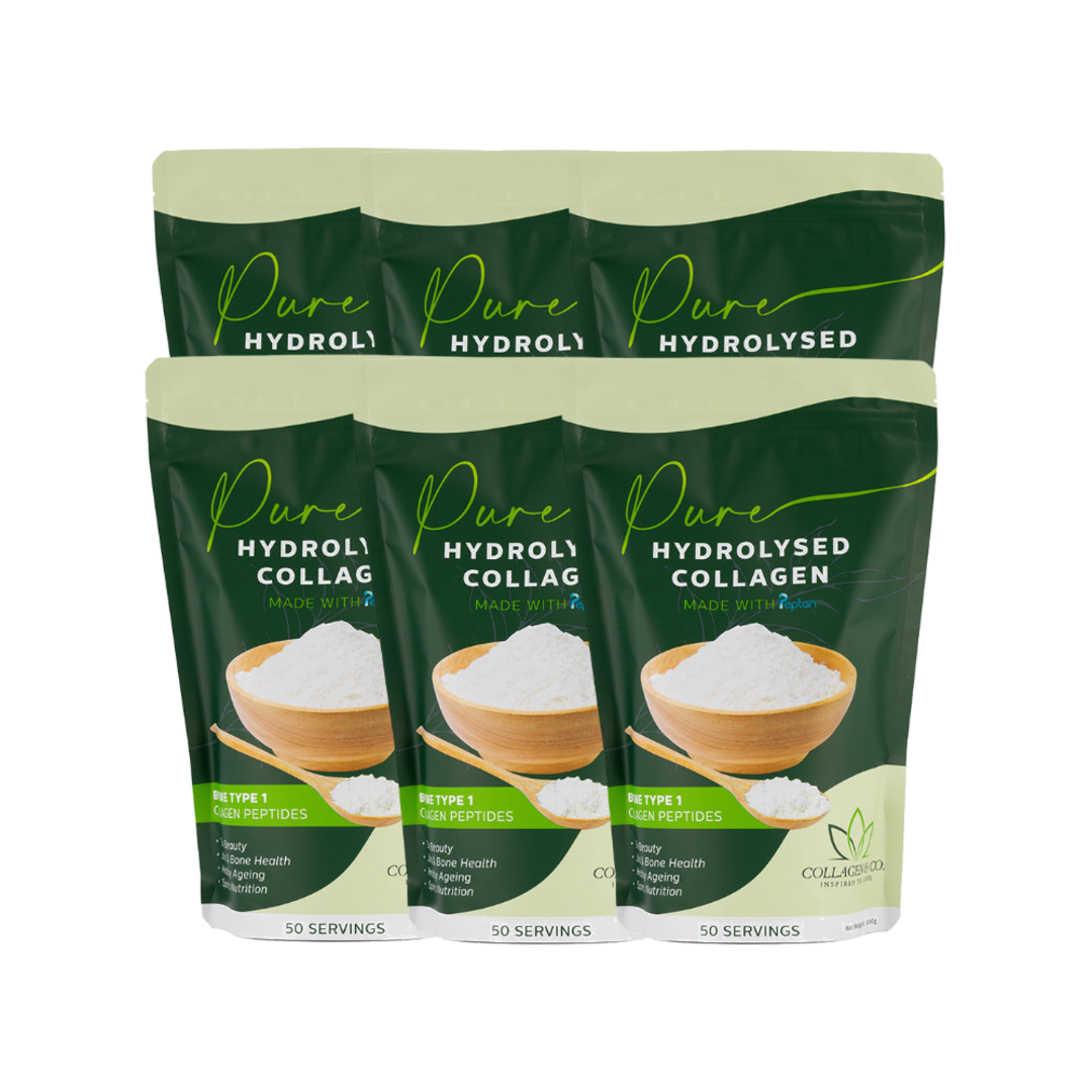 3kg Pure Hydrolyzed Collagen Powder (6 x 500g)