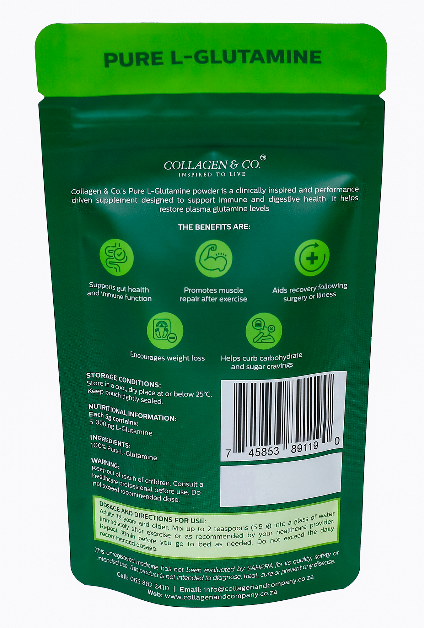 100g Pure L-Glutamine Powder Pouch
